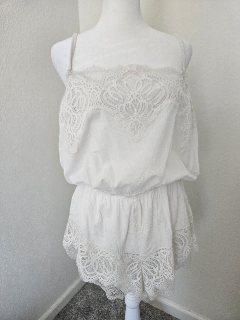 Victoria's Secret White Lace Trim Romper
